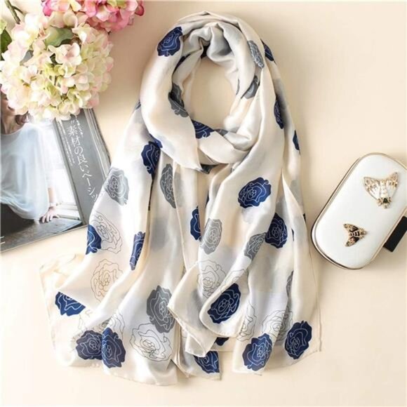 Silk Scarf Mulberry Silk Fashion Scarves Long Lightweight Shawl Wrap … - Picture 2 of 6